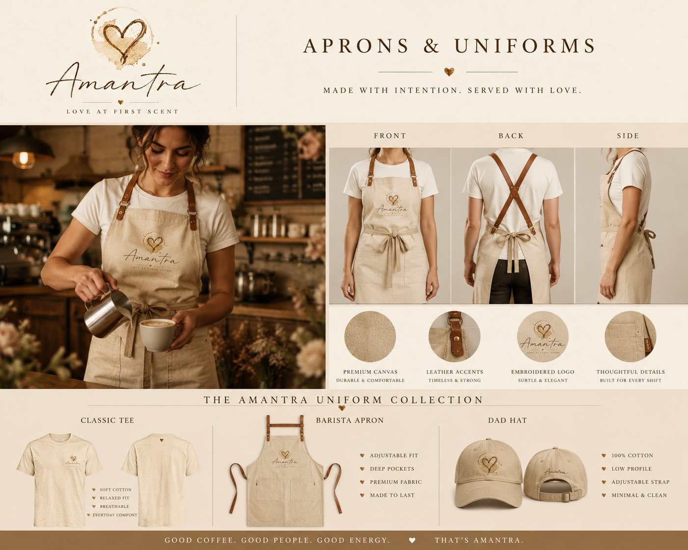 Amantra aprons and uniforms