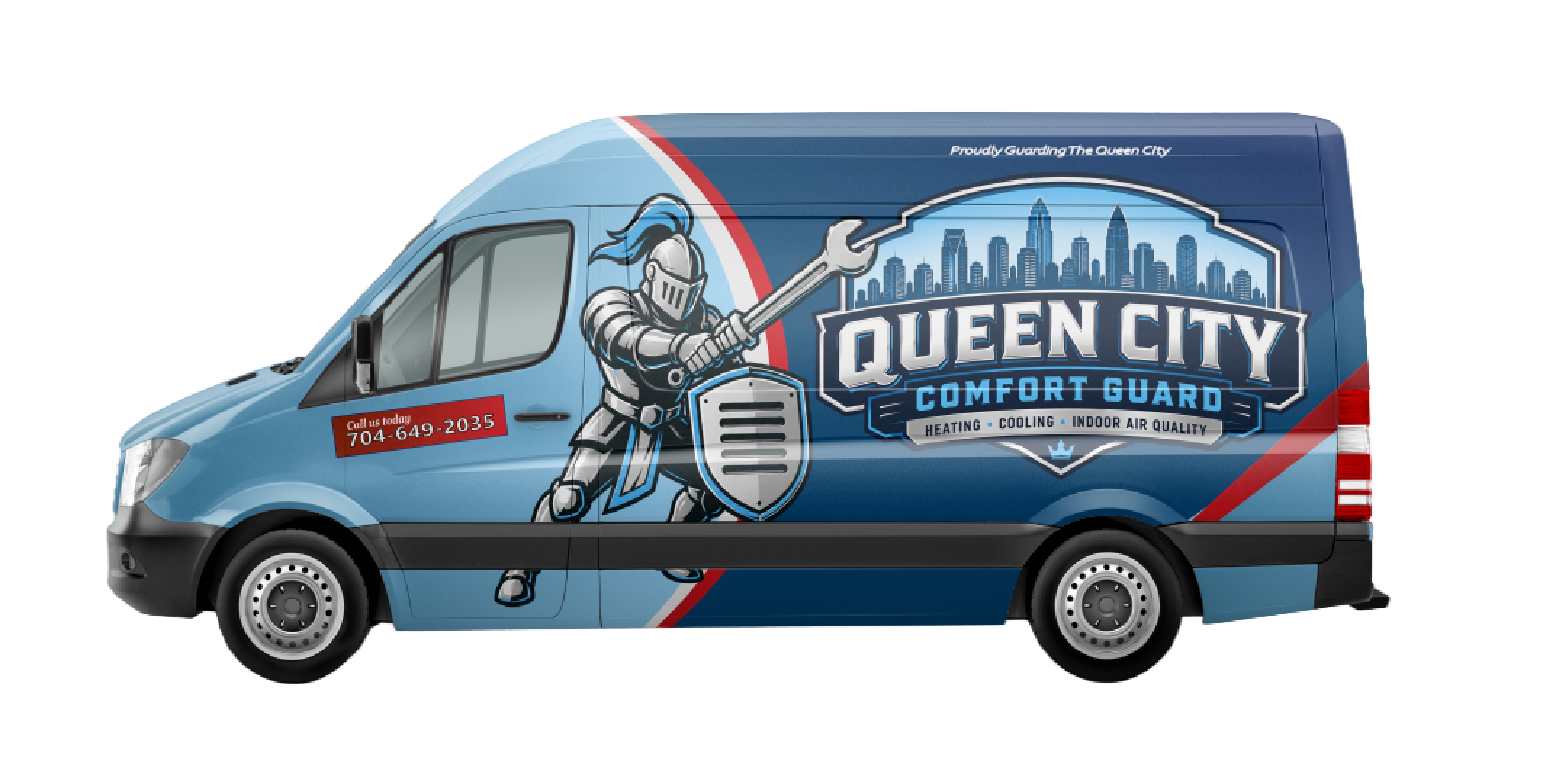 Queen City Comfort Guard wrapped van
