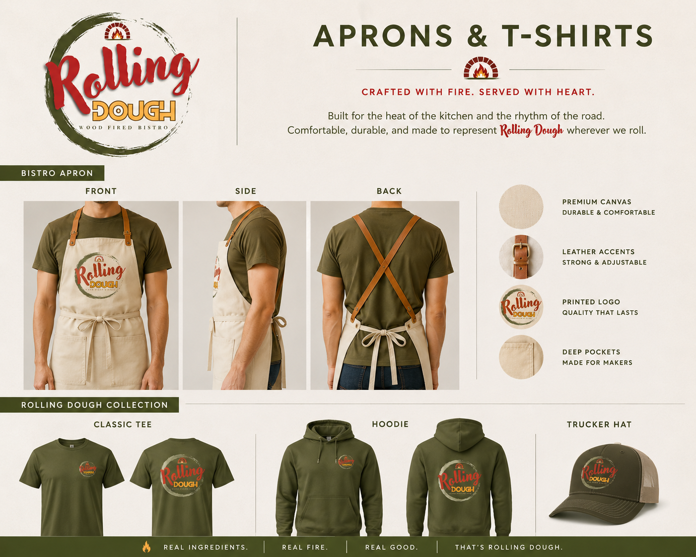 Rolling Dough aprons and t-shirts
